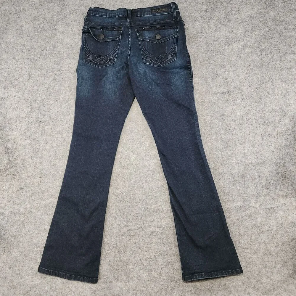 Rock‎ & Republic Kasandra Womens Size 12 32x33 Flare Leg Blue Denim Jeans